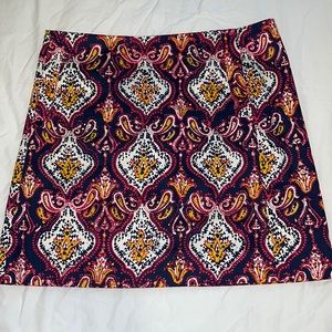 J. Crew Mini Skirt Navy Pink Paisley Print Pockets Zip Back Women Size 2